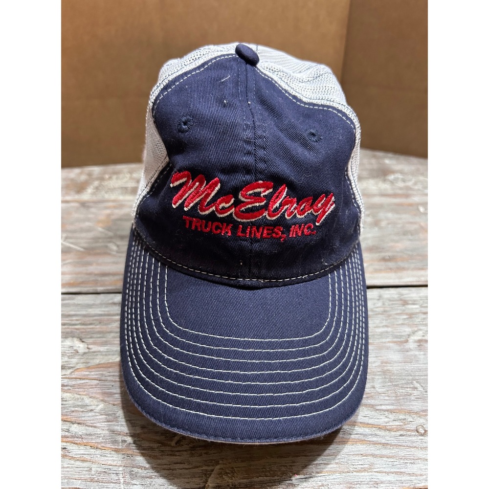 Outdoor Cap McElroy Truck Lines Navy Blue White Mesh Trucker Hat SnapbackCMB-100